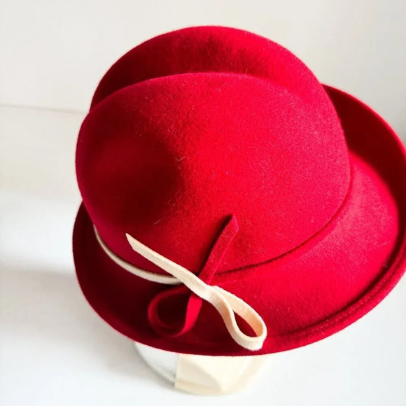 Vintage Lancaster Wool Felt Ladies Red Fedora L main image 5